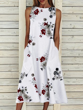 Sleeveless Casual Shift Floral Weaving Dress