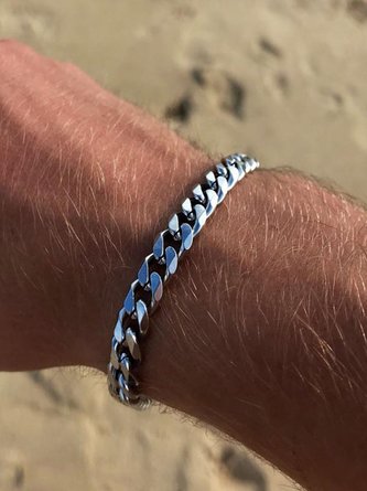 Men's Six Sides Milled Cuban Stainless Steel Bracelet
