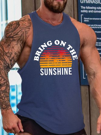 Men Bring On The Sunshine Casual Crew Neck Knit Tank