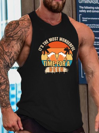 Time For A Beer Men's Sleeveless Crew Neck Tank Top