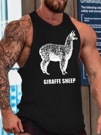 giraffe sheep men’s Text Letters Tank Top