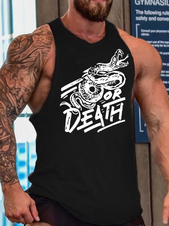 Men Snake Letter Printing Loose Tank Top