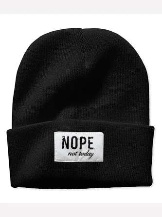 Nope Not Today Text Letter Beanie Hat