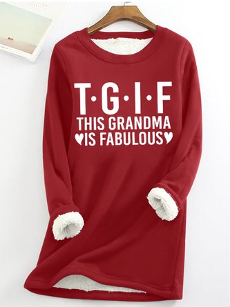 Women‘s Funny Word This Grandma Is Fabulous Simple Loose Crew Neck Text Letters Sweatshirt