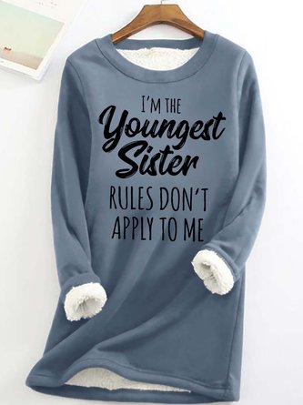 Women's Funny Young Sister Letter Print Crew Neck Casual Sweatshirt
