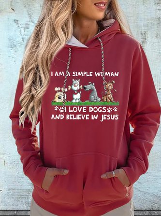 Women's I am a simple woman I love Dogs and Believe in Jesus Dog Casual Hoodie