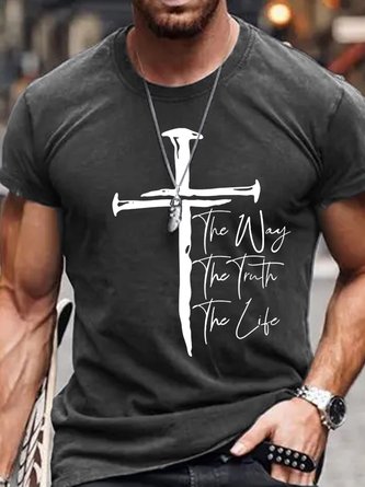 Men's Christian Cross Casual Crew Neck T-Shirt