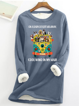 Women's Funny On A Dark Desert Highway Cool Wind In My Hair Graphic Printing Crew Neck Simple Fleece Sweatshirt