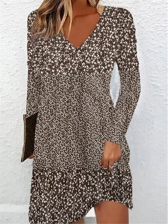 Casual Ditsy Floral Loose Knitted Dress