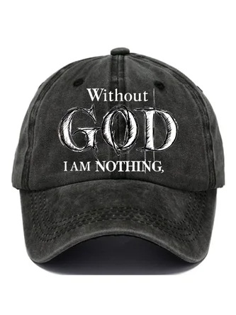 Unisex Distressed Washed Cotton Retro Faith Print Hat