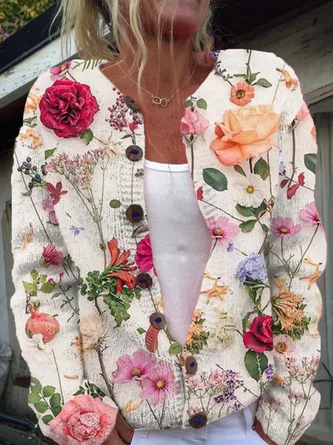 Floral Casual Buckle Cardigan