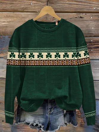 Women's St. Patrick's Day Shamrock Art Print Sweatshirt