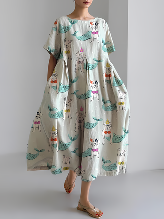 Women's Fun Cute Dog Print Dress
