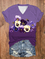 Women's Alzheimer's Purple Floral Print V-Neck T-Shirt