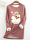 Christmas Retro Pink Santa Print Casual Fluff Fleece Fabric Sweatshirt