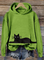 Cute Black Cat Pattern Print Vintage Cozy Hoodie