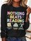 Nothing Beats Reading Librarian Book Bookworm Casual Cotton-Blend Blouse