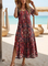 Women's Artistic Floral Print Slit Long Dress