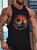 Casual Vintage Coconut Tree Boat Print Tank Top