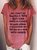 Womens funny letter Crew Neck Cotton Blends Casual Short Sleeve T-Shirt