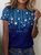 Women's Casual Star Gradient Print Crew Neck T-Shirt