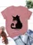 Women's Cat Print Crew Neck Casual Short Sleeve T-Shirt