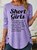 Womens Funny Short Girl Casual Crew Neck Top