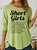 Womens Funny Short Girl Casual Crew Neck Top