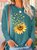 Women's Sunflower Heart Crew Neck Simple Regular Fit Long Sleeve Top