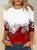 Snowflake gradient print round neck long-sleeved T-shirt