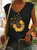 Women's Cute Dog Cotton-Blend Simple Sunflower V Neck Tank Top