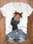 Women's Funny Horse Print  Cotton-Blend Casual T-Shirt
