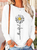 Women's Thankful Daisy Crew Neck Casual Daisy Long Sleeve Shirt