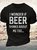 Men's Casual I wonder if beer thinks about me too Crew Neck T-Shirt