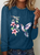 Women's Hummingbird Watercolor Nature Bird Lover Crew Neck Cotton-Blend Casual Long Sleeve Shirt