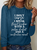 Women's I Don't Curse Casual Crew Neck Cotton-Blend Text Letters Long Sleeve Shirt