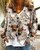V Neck Knitted Casual Floral Cardigan