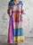 Women's Kantha style floral pattern V-neck dress with pockets