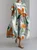 Women's Refreshing Casual Floral Design Printed Casual Crew Neck Dress With No Belt