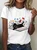 Cute Floral Cat Cotton T-Shirt