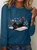 Cute Floral Cat Casual Long Sleeve Shirt