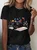 Cute Floral Cat Cotton T-Shirt