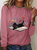 Cute Floral Cat Casual Long Sleeve Shirt