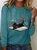 Cute Floral Cat Casual Long Sleeve Shirt