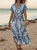 Women's Retro Art Print Hem Side Slit V Neck Maxi Dress