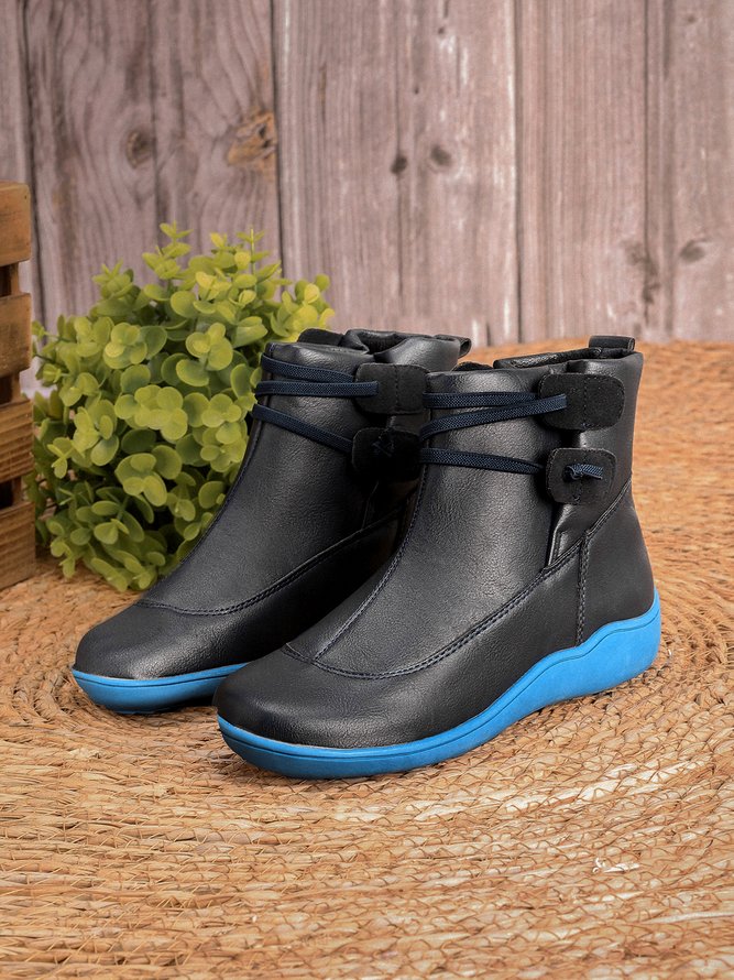 Women Casual Comfy Daily Adjustable Soft Leather Booties