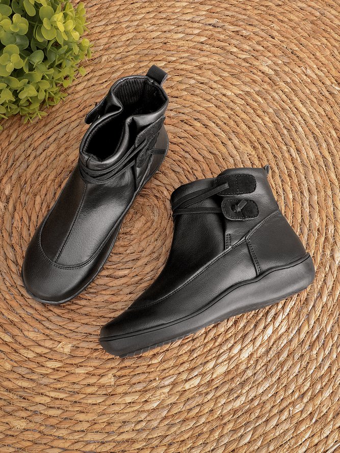 Women Casual Comfy Daily Adjustable Soft Leather Booties