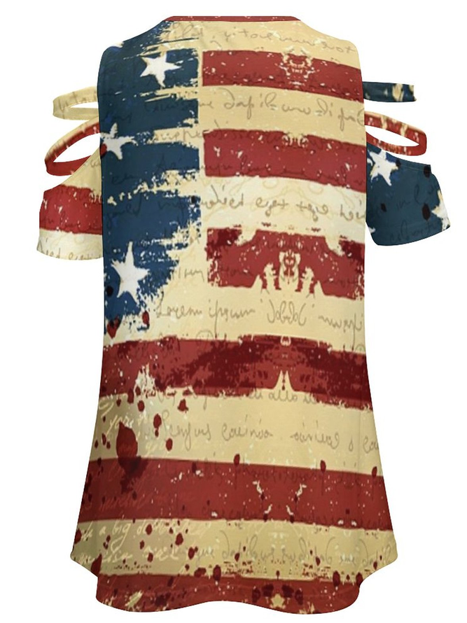 Casual USA Flag Casual Short Sleeve Top