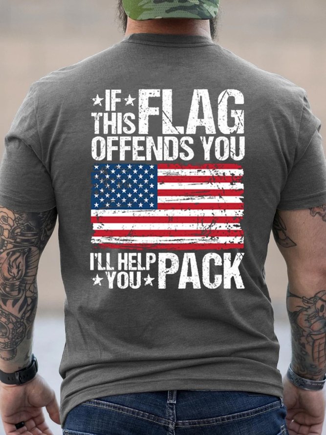 Men's If This Flag Offends You I'll Help You Pack Crew Neck Cotton Short Sleeve Short Sleeve T-Shirt