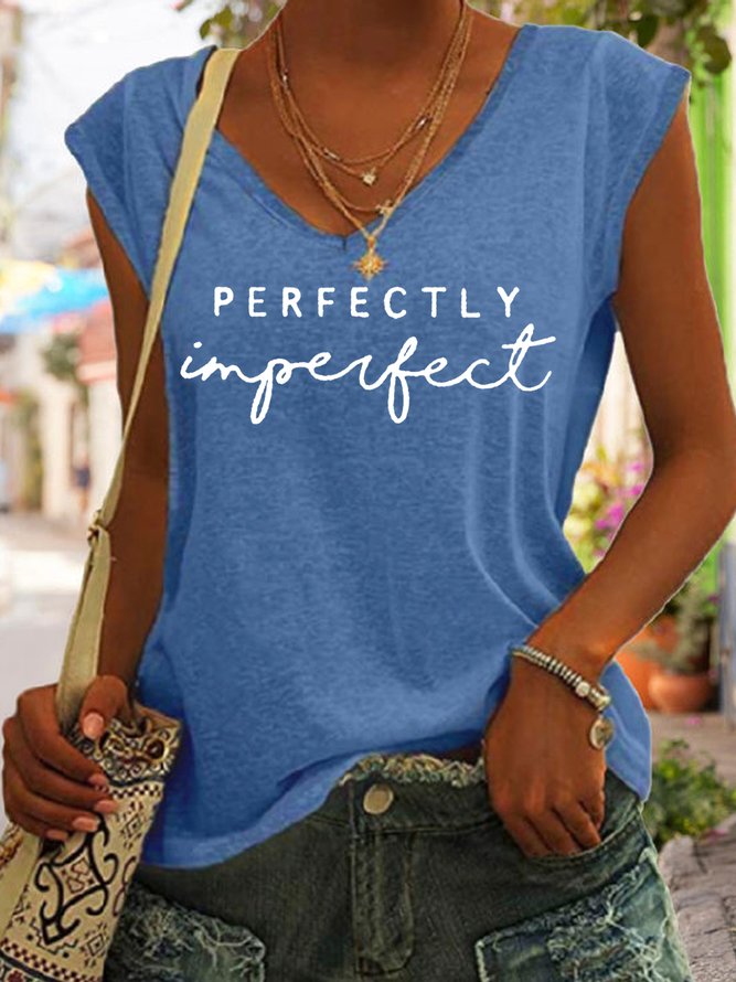 Perfectly  Imperfect Casual V Neck Knit Tank